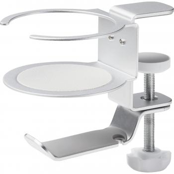 ELECOM Headphone Holder – 360° Rotation, Silver