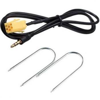 Kit de Cable Adaptador 6 Pin Mini-ISO a Auxiliar IN 3.5mm con Llaves de Extracción Compatible con Fiat Grande Punto, 500, Alfa Romeo y Lancia