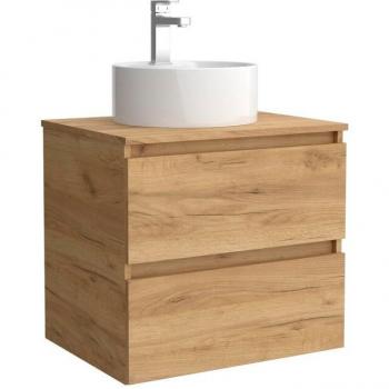 Bain Suspendu Karaïbe – Module 80 cm, Vasque en Pose, Finition Chêne Brut