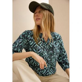 Top Doux Cecil Femme, Coton Imprimé Multicolore, Vert – XS
