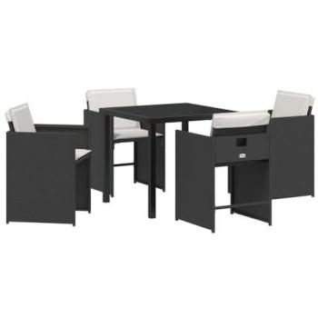 Set cuisine extérieure 4 places, table & chaises noir polyrattan