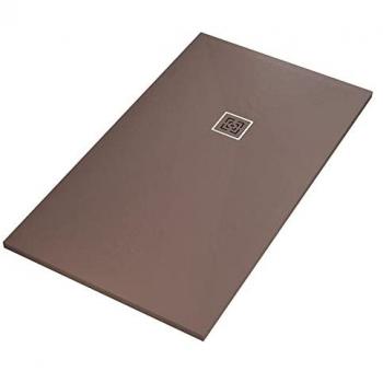 Doccia Elegante 120x120 in Marmoresina Marrone con Dettaglio Pietra