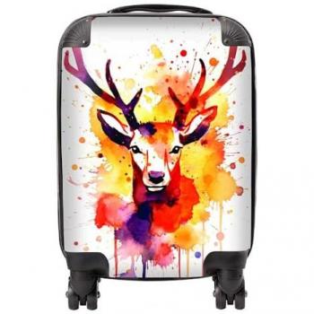 Watercolor Deer Head Compact Suitcase