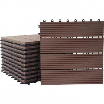 Terrasse extérieur 1 m² en WPC café – 11 dalles bois 30×30 cm