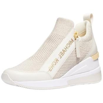 Michael Kors Willis Beige Metallic Stretch Knit Trainers – 9.5 (Women)