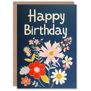 Navy Petal Party Birthday Card – Navy