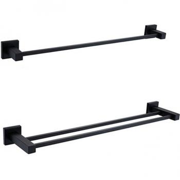 Matte Black Square Stainless Steel Towel Bar (1/2 Bar)