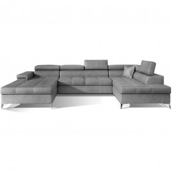 Kutty Sofa 4 en 1: Terciopelo Gris, Almacenamiento Integrado y Ajuste de Cabezal