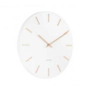 Horloge murale Charm petite en acier blanc avec bâtons dorés