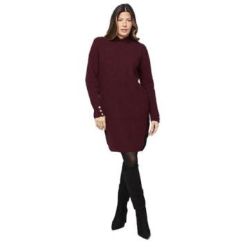 Medium Wine Lace Knitted Dress – Women’s Ribbed Detail