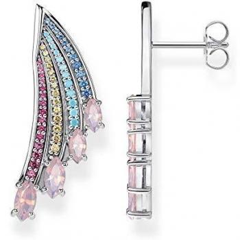 Pendientes Thomas Sabo en plata con diseño de alas de colibrí multicolor