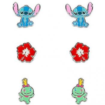 Set de Aretes Disney Lilo & Stitch con Personajes Principales, Mujer, Diversos Colores