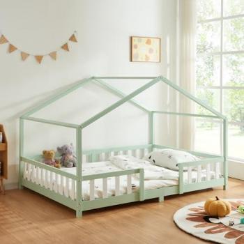 Letto per Cameretta a Forma di Casetta 120x200 cm Menta Verde