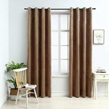 VidaXL Thermal Curtains with Rings 2 pcs Velvet Beige 140x175 cm