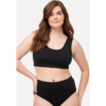 Eco-Friendly Plus Size Cotton Stretch Leisure Bra, Women, Black, Size 32/34