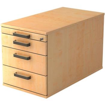 TOPAS LINE Rollcontainer – 3 Schübe, 1 Utensilienauszug, abschließbar, Ahorn-Dekor