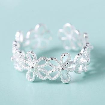 Verstellbarer Gänseblümchen Ring für Frauen in Silber