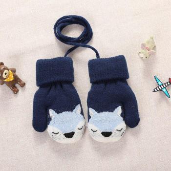 Warm Full Rope Fox Mittens for Boys and Girls 0-3 Y