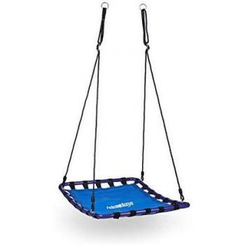 Relaxdays Nestschaukel eckig für draußen, max. Tragfähigkeit: 100 kg, hbt: 153 x 74 x 98 cm, blau/schwarz