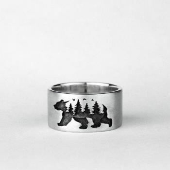 Anillo Original de Bosque de Oso en Plata