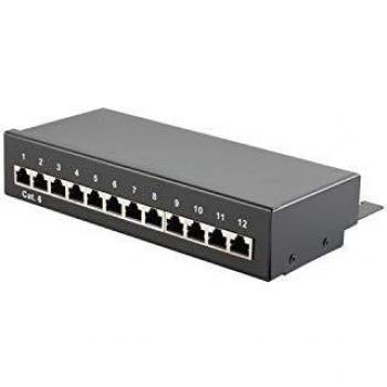 S-Conn 75072 RJ-45 Patchpanel Cat6 Schwarz Metall 212 mm