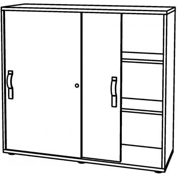 Office Pro 1753S – Armadio 3OH a filo, ante scorrevoli bianco/arancio, manico arco metallico
