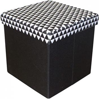 Pouf Coffre Carré Oxford Noir 35cm