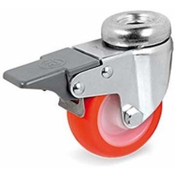 Roulette pivotante frein 50 mm rouge polyuréthane