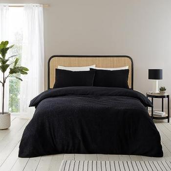 Black Soft Boucle Duvet Cover and Pillowcase Set