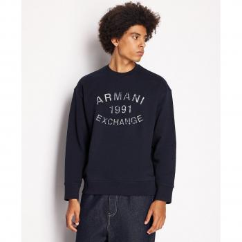 Felpa in cotone blu scuro Armani Exchange uomo