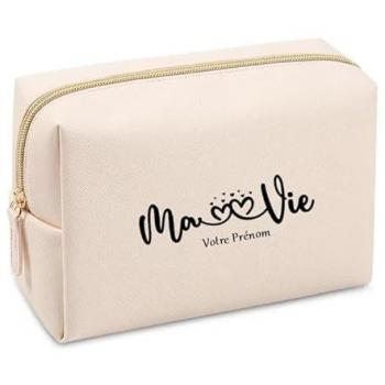 Trousse de toilette crème avec motif cœur unique