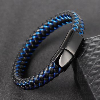 Pulsera de Cuero para Hombre con Doble Capa y Cadena