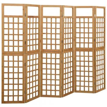 Schermo divisorio a 6 Pannelli in Legno Massello di Abete 242,5x180 cm