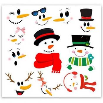 Weihnachtsdeko Schneemann Aufkleber für Glas und Schrank