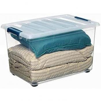Caja organizadora Katla transparente 57L con ruedas 59x39x36,5 cm