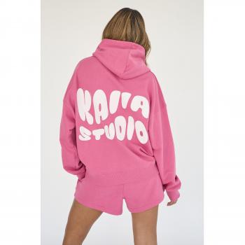 Women's Bubble Logo Oversized Hoodie in Pink from Kaiia Studio