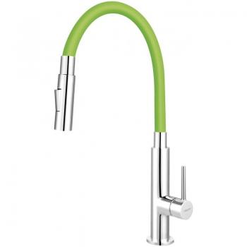 Mitigeur d'évier Novaservis Ferro, bras flexible, 2 jets, couleur vert/chrome