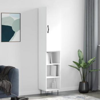 Armoire buffet haut blanche 34,5×34×180 cm – rangement moderne en bois d’ingénierie