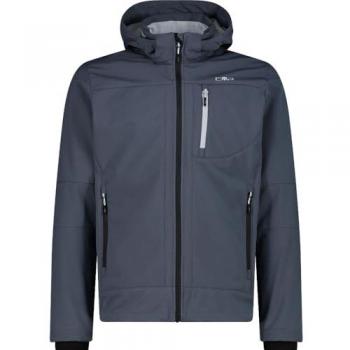 Softshelljacke CMP MAN JACKET ZIP HOOD Gr. 54, titanio, allu, Herren, Softshell, Obermaterial: 96% Polyester, 4% Elasthan. Futter: 100% Polyester, Jacken