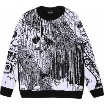 Volwassen Gebreide Trui met Gezichtsmelter, Unisex, Junji-Ito – ZW