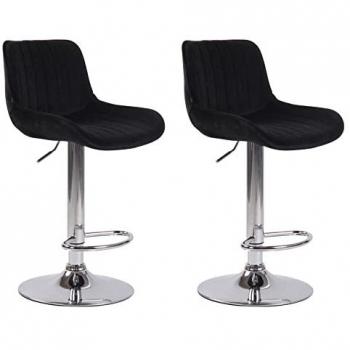 Set de 2 Taburetes de Bar en Terciopelo Negro