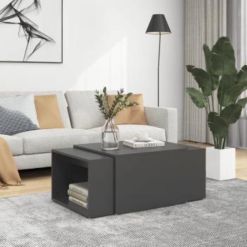 Tavolini Incastro Grigi 3pz 60x60x38 cm in Legno Multistrato