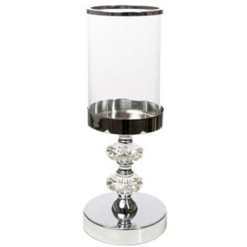 Romimex Metall-Glas Kerzenschale Silber 12 x 30 x 12 cm
