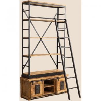 Uain Libreria con Scala in Legno di Mango