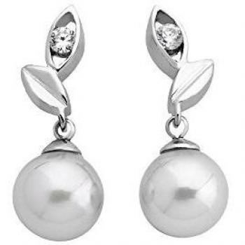 Majorica 12850.01.2.000.010.1 Pendientes Mujer Plata Perlas Largos Presión. Tamaño 8 x 20 mm
