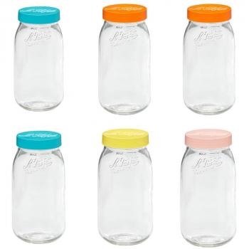 Bocal à vis Colors 2 L – 6 pièces – Le Parfait – Couleurs vives – Verre