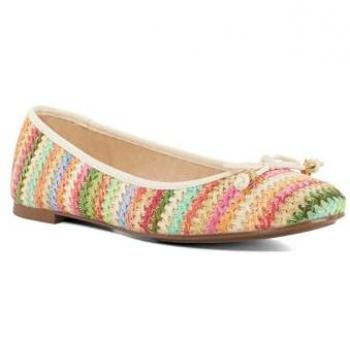 Chaussures de ballet Dune London – Crème/pêche, couture hallé en cuir
