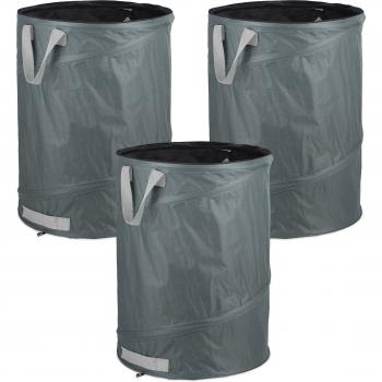 Relaxdays 3×Afvalzak Pop-up Tuin – 160L, Grijs