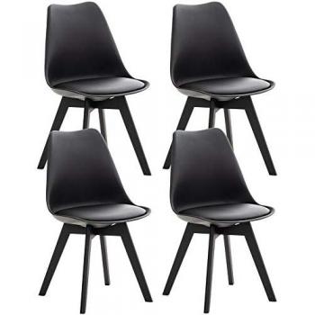 Set de 4 Sillas de Comedor Plásticas Linares Negro/Negro