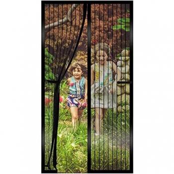 Magnetic Bug Screen Door, Durable Mesh Curtain with Powerful Magnets and Complete Frame Tape, 100 * 220cm (Black)